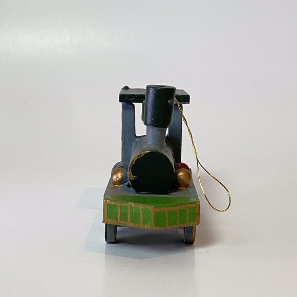 Vintage Christmas Lot 4 Painted Wood Ornaments Nutcracker Train Sled Drummer - Picture 3 of 16